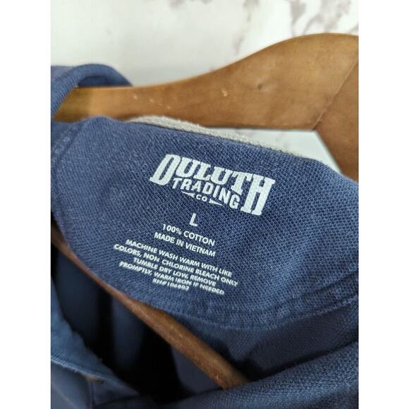 Duluth Shirt Mens Large Blue Polo Short Sleeve Navy Gusseted Top Trading Co - Picture 3 of 9